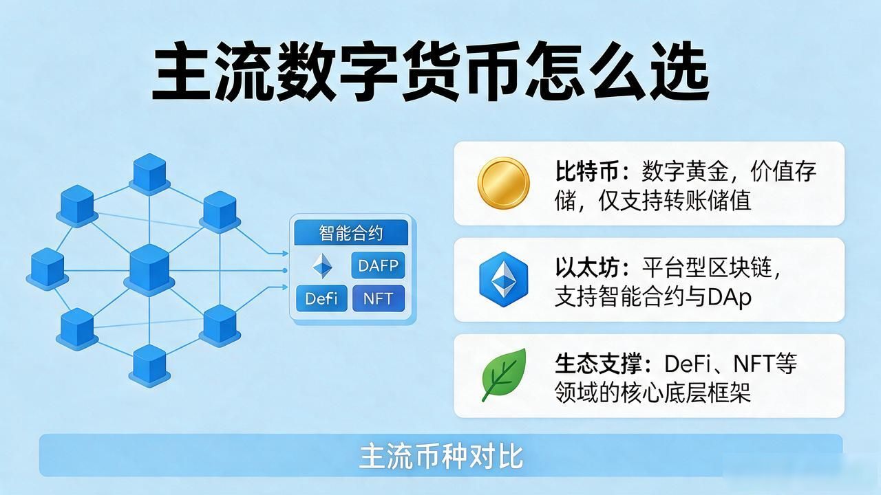 数字货币对比：比特币以太坊等主流币种怎么选