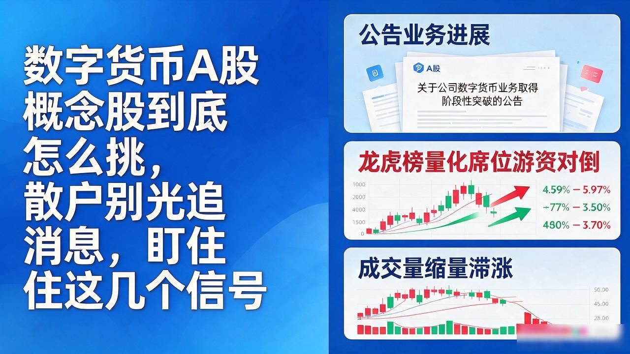 数字货币A股概念股到底怎么挑，散户别光追消息，盯住这几个信号
