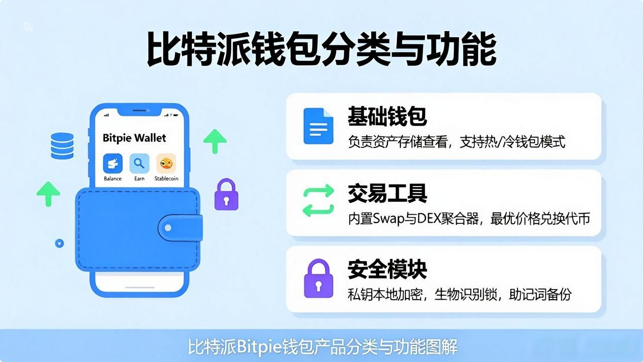 比特派Bitpie钱包好用吗？产品分类与核心功能一图看懂