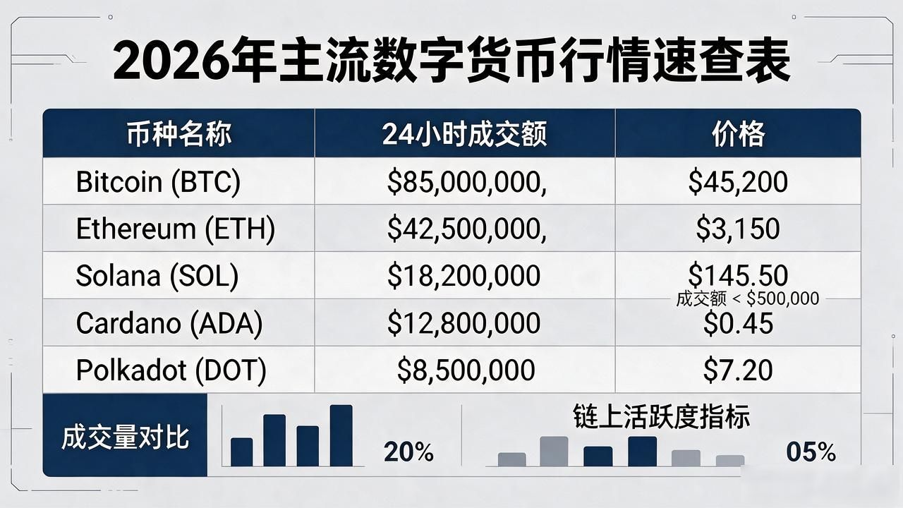 查数字货币价格看这张表就对了：2026新时代主流币行情速查